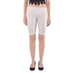 Vertical Stripes - White and Cornsilk Yellow Yoga Cropped Leggings