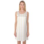 Vertical Stripes - White and Cornsilk Yellow Sleeveless Satin Nightdress