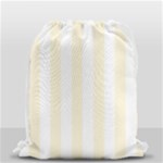 Vertical Stripes - White and Cornsilk Yellow Drawstring Bag (Small)