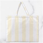 Vertical Stripes - White and Cornsilk Yellow Zipper Large Tote Bag