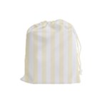 Vertical Stripes - White and Cornsilk Yellow Drawstring Pouch (L)