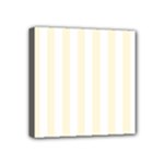Vertical Stripes - White and Cornsilk Yellow Mini Canvas 4  x 4  (Stretched)