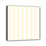Vertical Stripes - White and Cornsilk Yellow Mini Canvas 6  x 6  (Stretched)