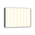 Vertical Stripes - White and Cornsilk Yellow Mini Canvas 7  x 5  (Stretched)