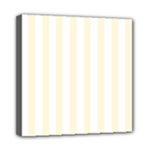 Vertical Stripes - White and Cornsilk Yellow Mini Canvas 8  x 8  (Stretched)