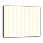 Vertical Stripes - White and Cornsilk Yellow Canvas 20  x 16  (Stretched)