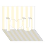 Vertical Stripes - White and Cornsilk Yellow I Love You 3D Greeting Card (7x5)