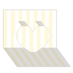 Vertical Stripes - White and Cornsilk Yellow Heart 3D Greeting Card (7x5)