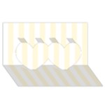 Vertical Stripes - White and Cornsilk Yellow Twin Hearts 3D Greeting Card (8x4)