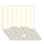 Vertical Stripes - White and Cornsilk Yellow Heart Bottom 3D Greeting Card (7x5)