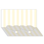 Vertical Stripes - White and Cornsilk Yellow Twin Heart Bottom 3D Greeting Card (8x4)
