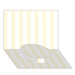 Vertical Stripes - White and Cornsilk Yellow Circle Bottom 3D Greeting Card (7x5)