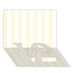 Vertical Stripes - White and Cornsilk Yellow LOVE Bottom 3D Greeting Card (7x5)