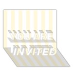 Vertical Stripes - White and Cornsilk Yellow YOU ARE INVITED 3D Greeting Card (7x5)