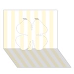 Vertical Stripes - White and Cornsilk Yellow Clover 3D Greeting Card (7x5)