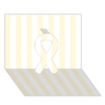 Vertical Stripes - White and Cornsilk Yellow Ribbon 3D Greeting Card (7x5)