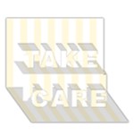 Vertical Stripes - White and Cornsilk Yellow TAKE CARE 3D Greeting Card (7x5)