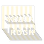 Vertical Stripes - White and Cornsilk Yellow You Rock 3D Greeting Card (7x5)