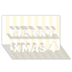 Vertical Stripes - White and Cornsilk Yellow Merry Xmas 3D Greeting Card (8x4)