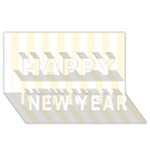 Vertical Stripes - White and Cornsilk Yellow Happy New Year 3D Greeting Card (8x4)
