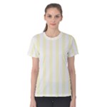 Vertical Stripes - White and Cream Yellow Women s Cotton Tee