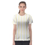 Vertical Stripes - White and Cream Yellow Women s Sport Mesh Tee