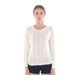 Vertical Stripes - White and Cream Yellow Women s Long Sleeve T-shirt