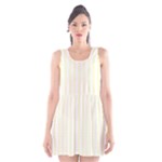 Vertical Stripes - White and Cream Yellow Scoop Neck Skater Dress