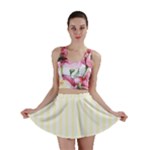 Vertical Stripes - White and Cream Yellow Mini Skirt