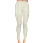 Vertical Stripes - White and Cream Yellow Women s Leggings