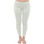 Vertical Stripes - White and Cream Yellow Winter Leggings
