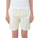 Vertical Stripes - White and Cream Yellow Women s Basketball Shorts