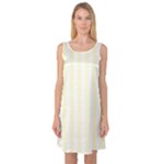 Vertical Stripes - White and Cream Yellow Sleeveless Satin Nightdress