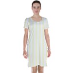 Vertical Stripes - White and Cream Yellow Short Sleeve Nightdress