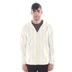 Vertical Stripes - White and Cream Yellow Hooded Wind Breaker (Men)