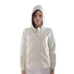 Vertical Stripes - White and Cream Yellow Hooded Wind Breaker (Women)