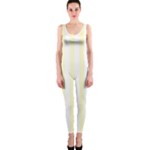 Vertical Stripes - White and Cream Yellow OnePiece Catsuit