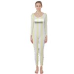 Vertical Stripes - White and Cream Yellow Long Sleeve Catsuit