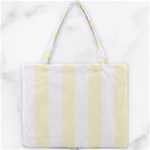 Vertical Stripes - White and Cream Yellow Mini Tote Bag