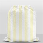 Vertical Stripes - White and Cream Yellow Drawstring Bag (Small)