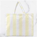 Vertical Stripes - White and Cream Yellow Zipper Large Tote Bag