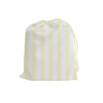 Vertical Stripes - White and Cream Yellow Drawstring Pouch (L)