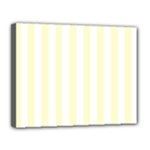 Vertical Stripes - White and Cream Yellow Canvas 14  x 11  (Stretched)