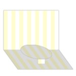 Vertical Stripes - White and Cream Yellow Circle Bottom 3D Greeting Card (7x5)