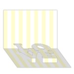 Vertical Stripes - White and Cream Yellow LOVE Bottom 3D Greeting Card (7x5)