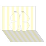 Vertical Stripes - White and Cream Yellow Clover 3D Greeting Card (7x5)