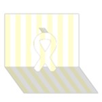 Vertical Stripes - White and Cream Yellow Ribbon 3D Greeting Card (7x5)