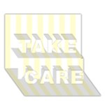 Vertical Stripes - White and Cream Yellow TAKE CARE 3D Greeting Card (7x5)