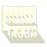 Vertical Stripes - White and Cream Yellow You Rock 3D Greeting Card (7x5)