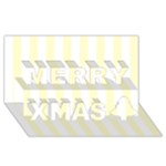 Vertical Stripes - White and Cream Yellow Merry Xmas 3D Greeting Card (8x4)